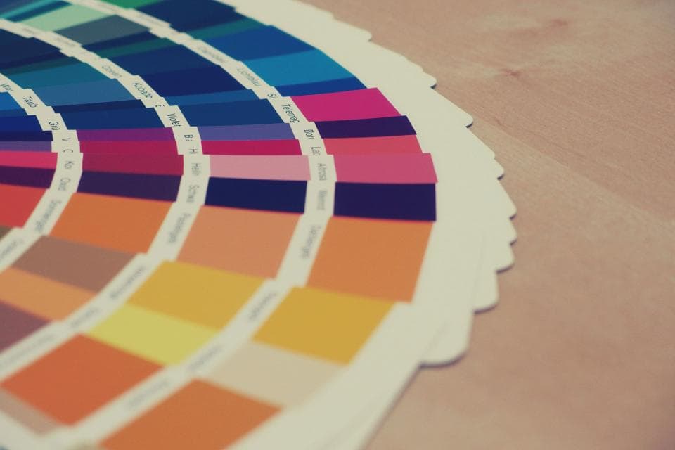 Paint sheen samples from matte to gloss on a test board